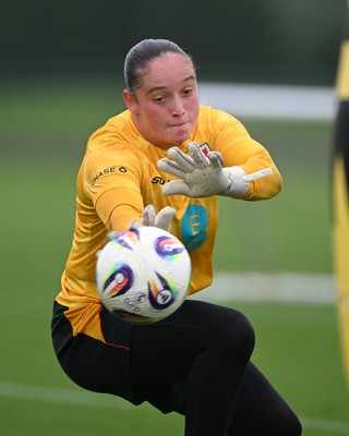 121026 - Wales Women Football Training - Soffia Kelly during training head of their sides World Cup play-off match against Albania