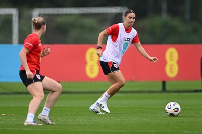 121026 - Wales Women Football Training - Gemma Evans during training head of their sides World Cup play-off match against Albania