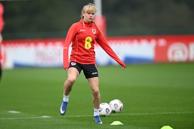 121026 - Wales Women Football Training - Heidi Hills during training head of their sides World Cup play-off match against Albania