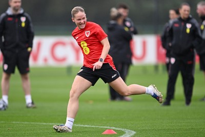 121026 - Wales Women Football Training - Phoebie Poole during training head of their sides World Cup play-off match against Albania