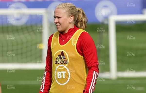 140921 - Wales Women Football Training Session - Morgan Rogers of Wales during a training session ahead of their opening 2023 FIFA Women’s World Cup Qualifying Round matches against Kazakhstan and Estonia