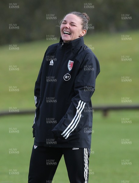 170221 - Wales Women Football Training Session - Interim assistant coach Loren Dykes during Wales Women's Football squad training  This is the first training session since the departure of Jayne Ludlow as Wales national team manager
