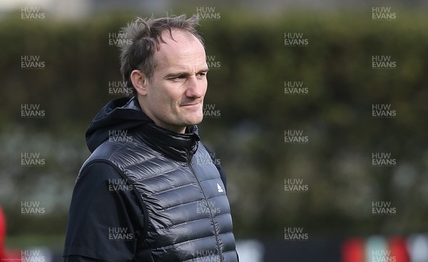 170221 - Wales Women Football Training Session - Interim coach David Adams during the Wales Women squad training session, the first since the departure of Jayne Ludlow as Wales national team manager