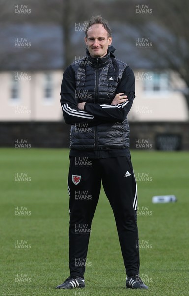 170221 - Wales Women Football Training Session - Interim coach David Adams during the Wales Women squad training session, the first since the departure of Jayne Ludlow as Wales national team manager