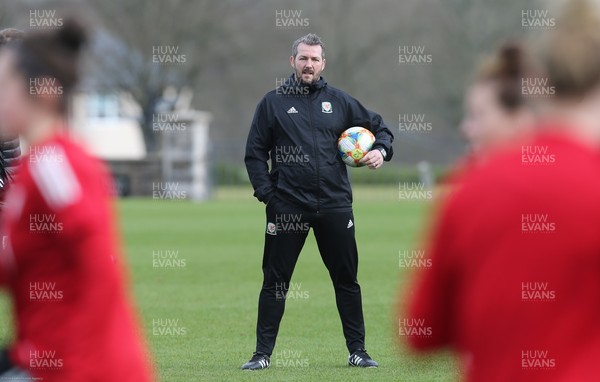 170221 - Wales Women Football Training Session - Interim assistant coach Matty Jones  during a Wales Women training session