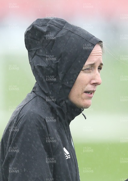 191021 - Wales Women Football Training - Wales Women manager Gemma Grainger during a training session ahead of their World Cup Qualifying matches against Slovenia and Estonia