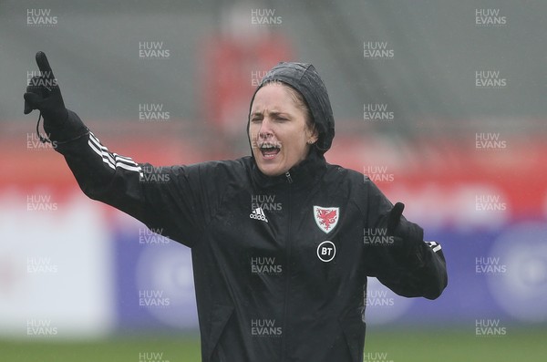 191021 - Wales Women Football Training - Wales Women manager Gemma Grainger during a training session ahead of their World Cup Qualifying matches against Slovenia and Estonia