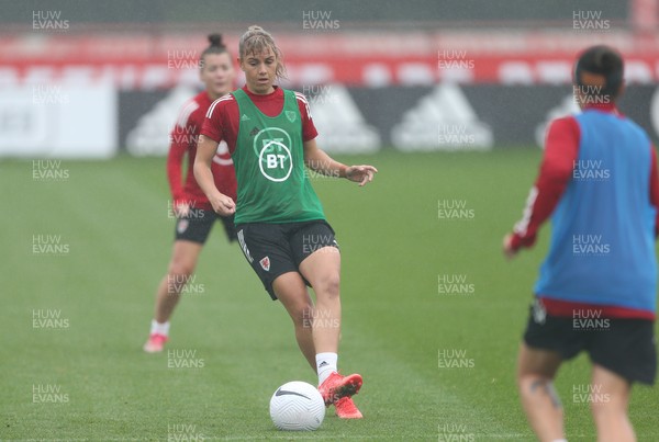 191021 - Wales Women Football Training - Gemma Evans during a Wales Women training session ahead of the World Cup Qualifying matches against Slovenia and Estonia