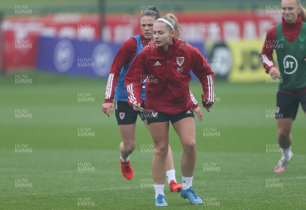 191021 - Wales Women Football Training - Charlie Estcourt during a Wales Women training session ahead of their World Cup Qualifying matches against Slovenia and Estonia