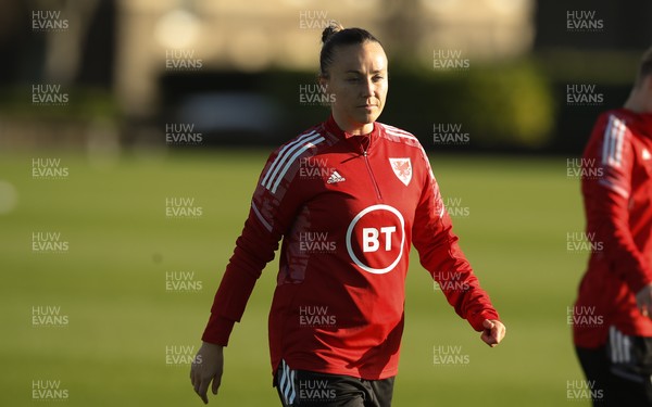 231121 - Wales Women Football Training - Natasha Harding of Wales during a training session ahead of their World Cup qualifying match against Greece