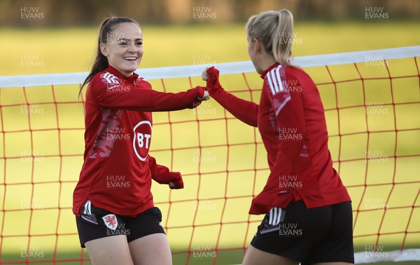 231121 - Wales Women Football Training - Lily Woodham of Wales during a training session ahead of their World Cup qualifying match against Greece