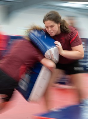 140426 - Wales Women Gym and Dojo Training session - Maisie Davies during a gym and dojo training session ahead of their match against France 