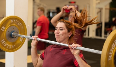 140426 - Wales Women Gym and Dojo Training session - Georgia Evans during a gym session ahead of their match against France 