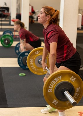 140426 - Wales Women Gym and Dojo Training session - Georgia Evans during a gym session ahead of their match against France 