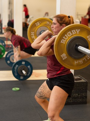 140426 - Wales Women Gym and Dojo Training session - Georgia Evans during a gym session ahead of their match against France 