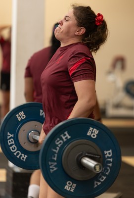 140426 - Wales Women Gym and Dojo Training session - Natalia John during a gym session ahead of their match against France 