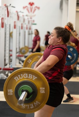 140426 - Wales Women Gym and Dojo Training session - Jenni Scoble during a gym session ahead of their match against France 