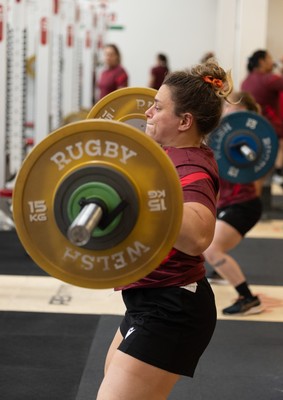 140426 - Wales Women Gym and Dojo Training session - Jenni Scoble during a gym session ahead of their match against France 