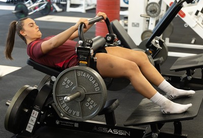 140426 - Wales Women Gym and Dojo Training session - Bryonie King during a gym session ahead of their match against France 