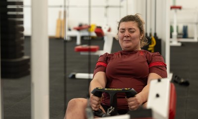 140426 - Wales Women Gym and Dojo Training session - Stella Orrin during a gym session ahead of their match against France 