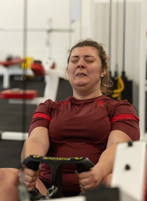 140426 - Wales Women Gym and Dojo Training session - Stella Orrin during a gym session ahead of their match against France 