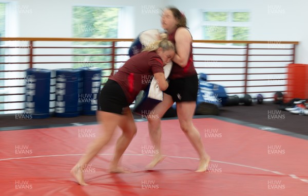 140426 - Wales Women Gym and Dojo Training session - Gwen Crabb and Kelsey Jones during a gym and dojo training session ahead of their match against France 
