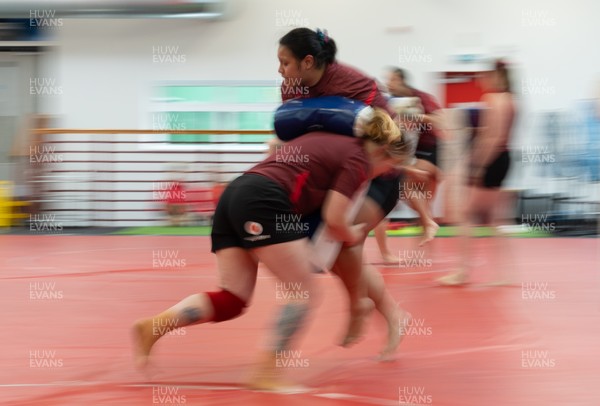 140426 - Wales Women Gym and Dojo Training session - Sisilia Tuipulotu and Bethan Lewis during a gym and dojo training session ahead of their match against France 
