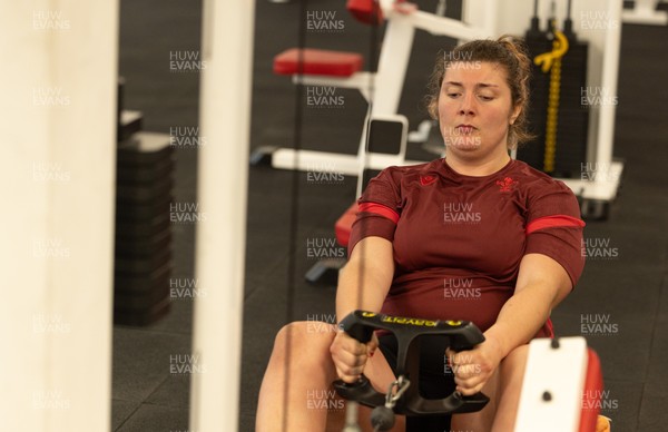 140426 - Wales Women Gym and Dojo Training session - Stella Orrin during a gym session ahead of their match against France 