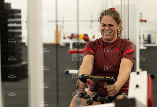 140426 - Wales Women Gym and Dojo Training session - Natalia John during a gym session ahead of their match against France 
