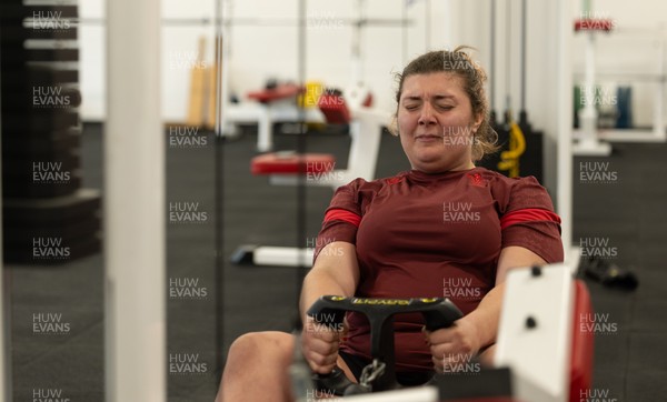 140426 - Wales Women Gym and Dojo Training session - Stella Orrin during a gym session ahead of their match against France 