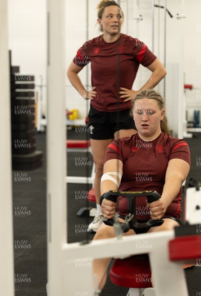 140426 - Wales Women Gym and Dojo Training session - Alaw Pyrs and Alisha Joyce during a gym session ahead of their match against France 