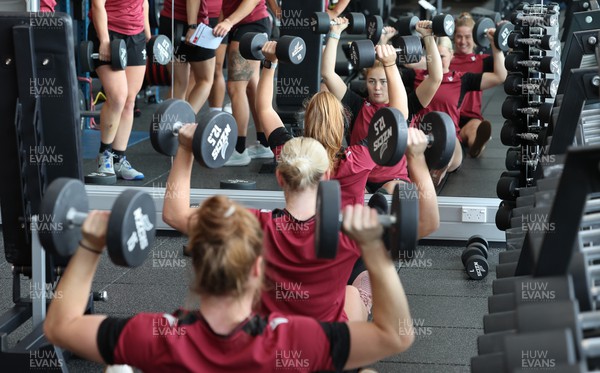 131023 - Wales Women Conditioning Session - Niamh Terry, Meg Webb and Lisa Neumann during a gym session on Wales’ first full day in Wellington, New Zealand ahead of the start of WXV1