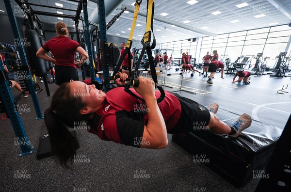 131023 - Wales Women Conditioning Session - Megan Davies during a gym session on Wales’ first full day in Wellington, New Zealand ahead of the start of WXV1