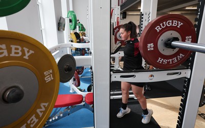 020424 - Wales Women’s Rugby Gym Session - Meg Davies during a gym session ahead of Wales’ next Women’s 6 Nations match against Ireland