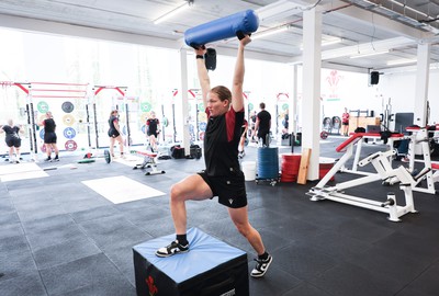 020424 - Wales Women’s Rugby Gym Session - Carys Cox during a gym session ahead of Wales’ next Women’s 6 Nations match against Ireland