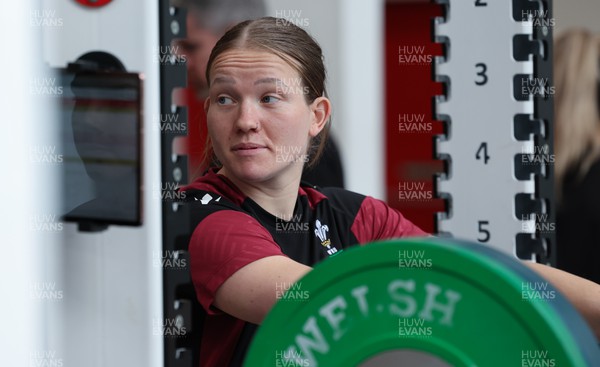 020424 - Wales Women’s Rugby Gym Session - Carys Cox during a gym session ahead of Wales’ next Women’s 6 Nations match against Ireland