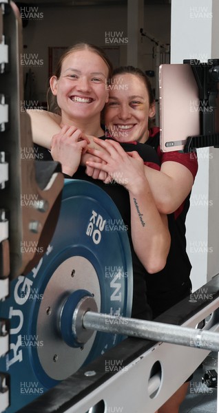020424 - Wales Women’s Rugby Gym Session - Carys Cox and Jenny Hesketh during a gym session ahead of Wales’ next Women’s 6 Nations match against Ireland