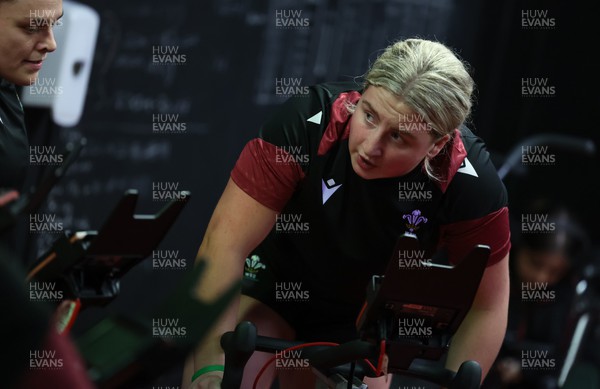 120324 - Wales Women Bike session -  Molly Reardon during a bike session ahead of the start of the Women’s 6 Nations