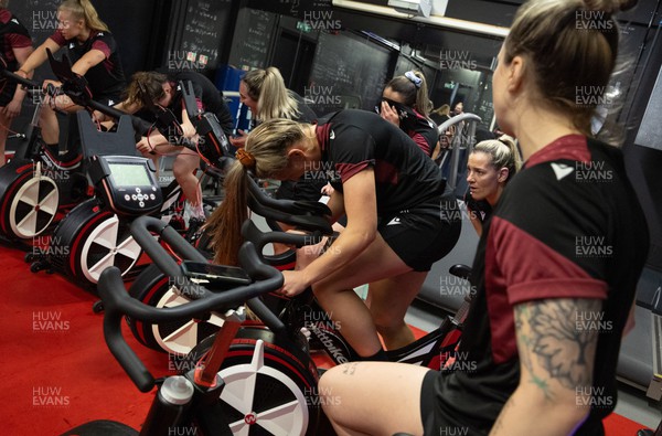 120324 - Wales Women Bike session -  Wales women during a bike session ahead of the start of the Women’s 6 Nations