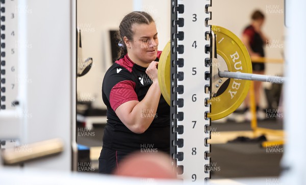 120324 - Wales Women Gym session - Carys Phillips during a gym session ahead of the start of the Women’s 6 Nations
