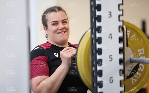 120324 - Wales Women Gym session - Carys Phillips during a gym session ahead of the start of the Women’s 6 Nations