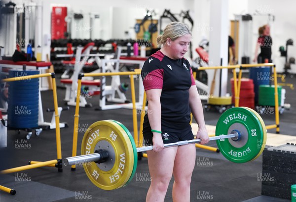 120324 - Wales Women Gym session - Molly Reardon during a gym session ahead of the start of the Women’s 6 Nations