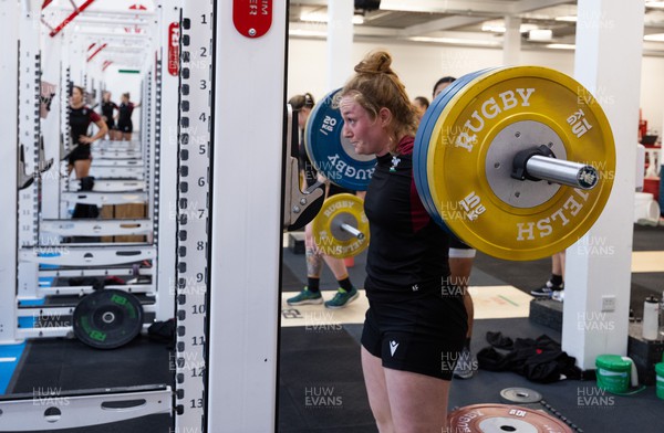 120324 - Wales Women Gym session - Abbie Fleming during a gym session ahead of the start of the Women’s 6 Nations