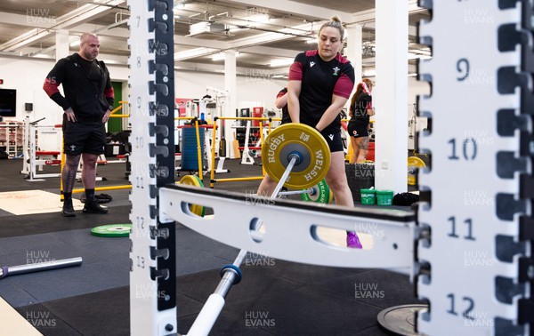120324 - Wales Women Gym session - Jenni Scoble during a gym session ahead of the start of the Women’s 6 Nations