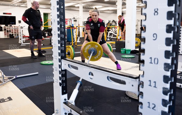 120324 - Wales Women Gym session - Jenni Scoble during a gym session ahead of the start of the Women’s 6 Nations