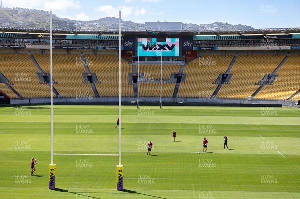 191023 - Stadium Walkthrough and Kickers Session - A general view of Sky Stadium, Wellington, where Wales will take on Canada in the first of their WXV1 matches