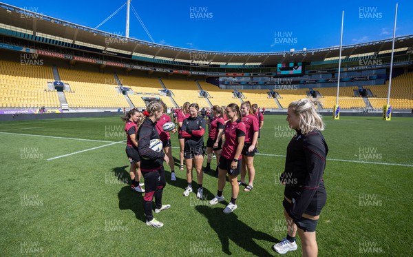191023 - Stadium Walkthrough and Kickers Session - Wales Women players take a look at Sky Stadium, Wellington, where Wales will take on Canada in the first of their WXV1 matches