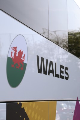 150825 - Wales Women Rugby Team - Branding on the Wales Rugby World Cup Team coach as the team leave their Vale headquarters to head to Manchester for the Women’s Rugby World Cup