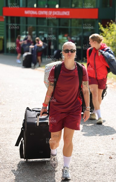 150825 - Wales Women Rugby Team - Wales’ Keira Bevan makes her way to the Wales Rugby World Cup Team coach as they leave their Vale headquarters to head to Manchester for the Women’s Rugby World Cup