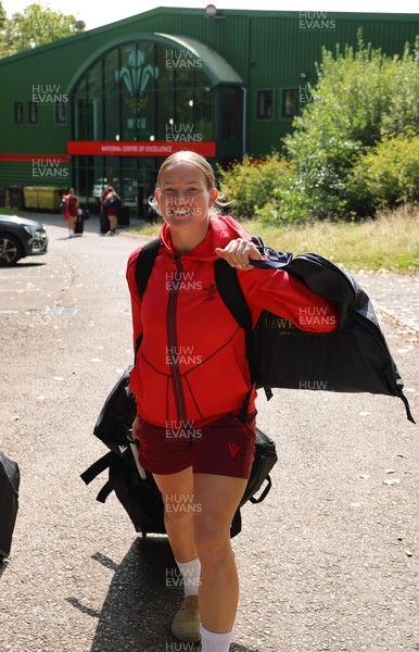 150825 - Wales Women Rugby Team - Wales’ Carys Cox makes her way to the Wales Rugby World Cup Team coach as they leave their Vale headquarters to head to Manchester for the Women’s Rugby World Cup